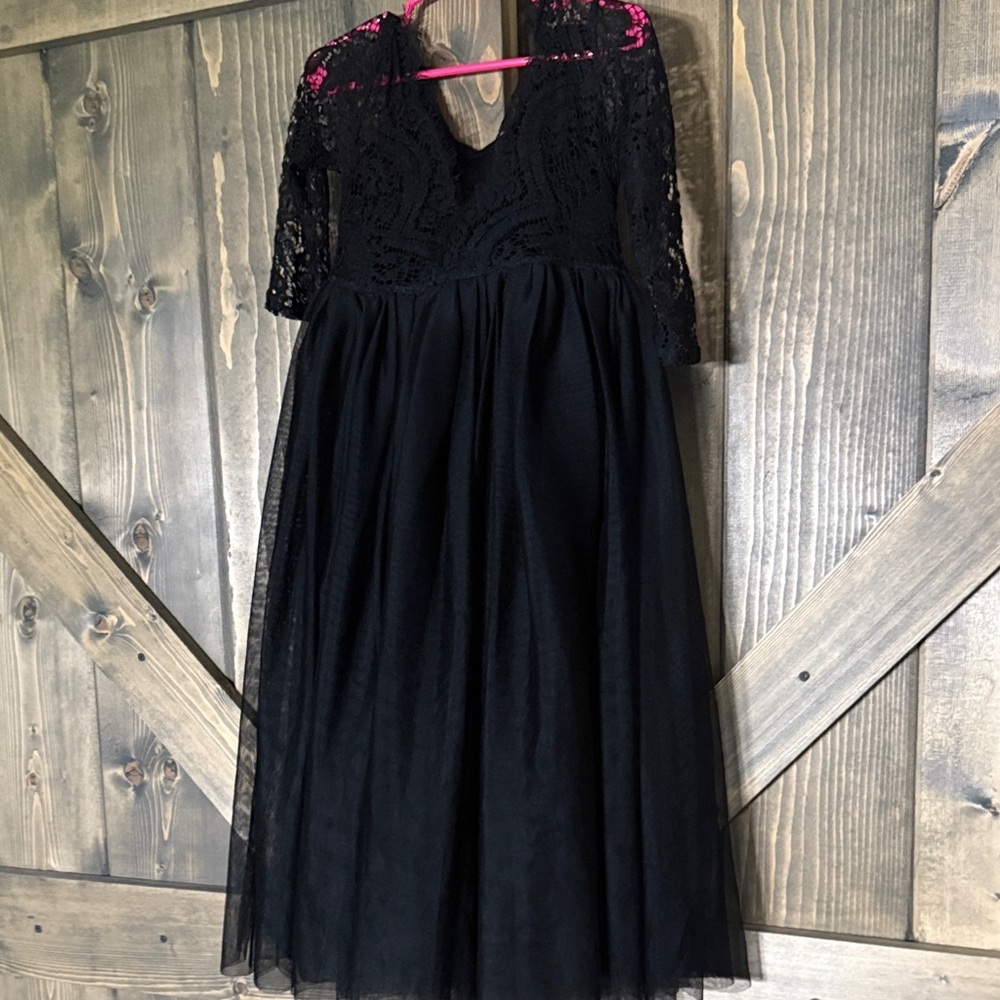 Charming Black Lace Kids Formal Dress - Picture 2 of 3